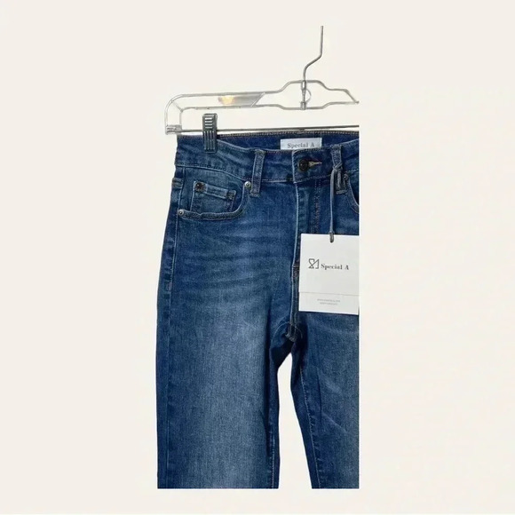 0564. New W/‎ TAGS SPECIAL A SHARK BITE FLARE DENIM JEANS SIZE 1 MWDIUM WASH - Picture 6 of 13
